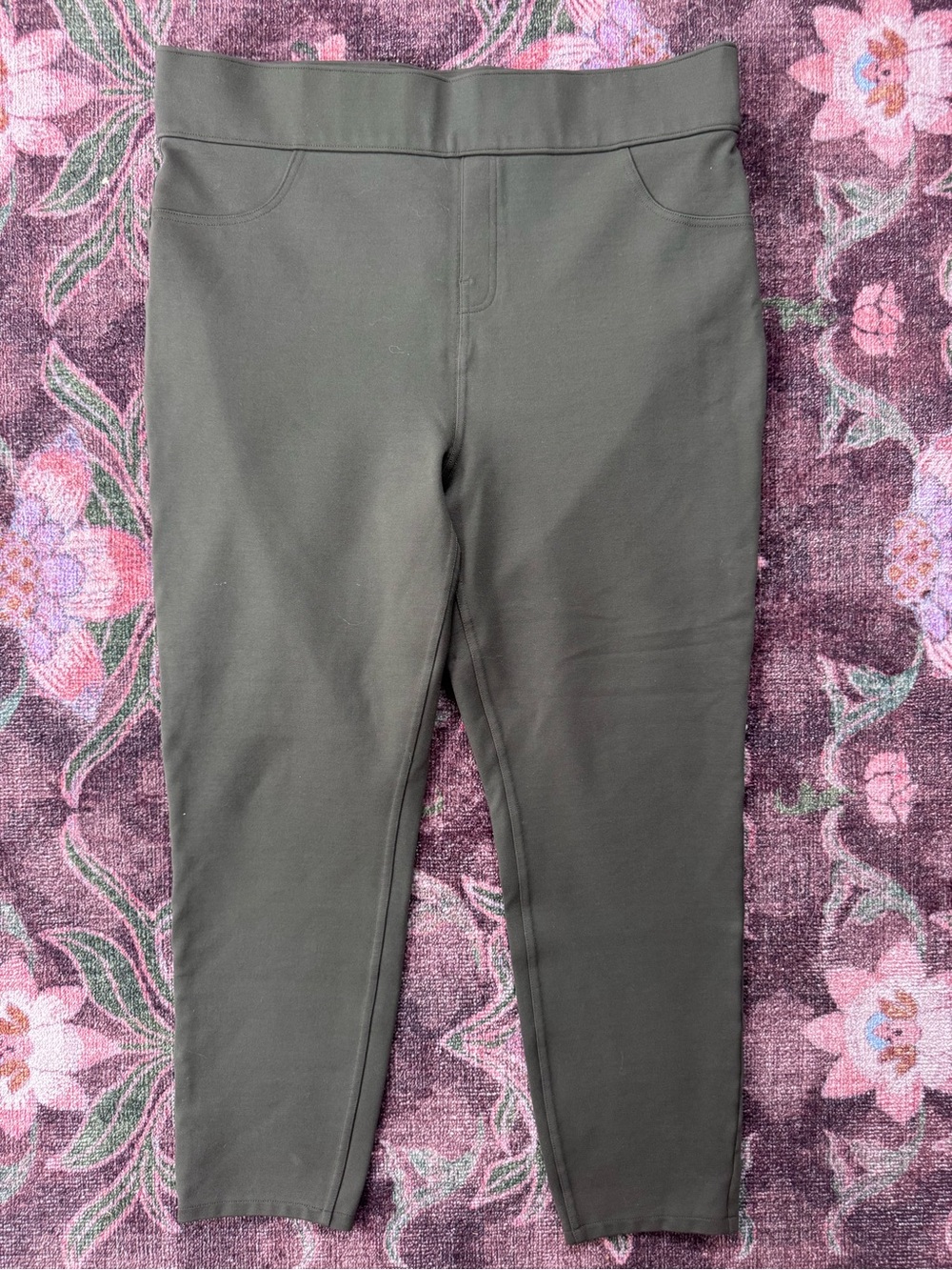 Spanx Olive Green Pull-On High-Rise Women’s Ankle Leggings Pants - 2X